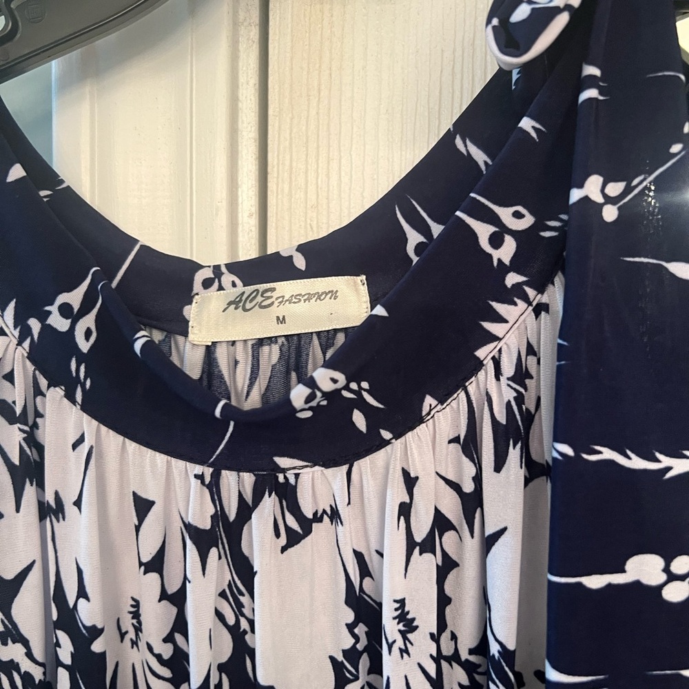 ACE Fashion Elegant Navy and White Dress